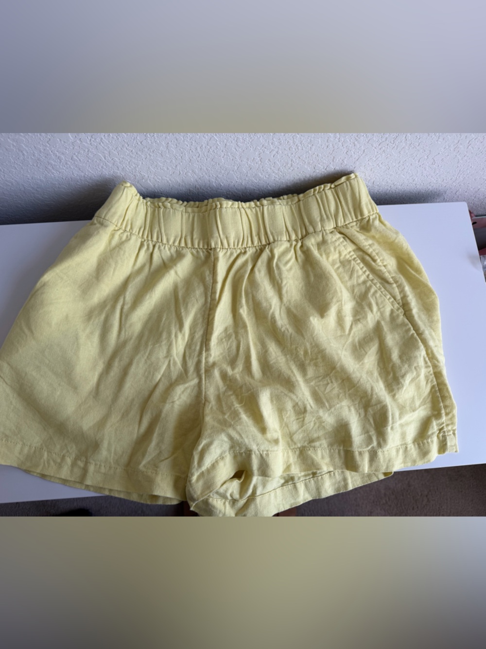 Sonoma Pale Yellow High-Waist Linen-Blend Shorts